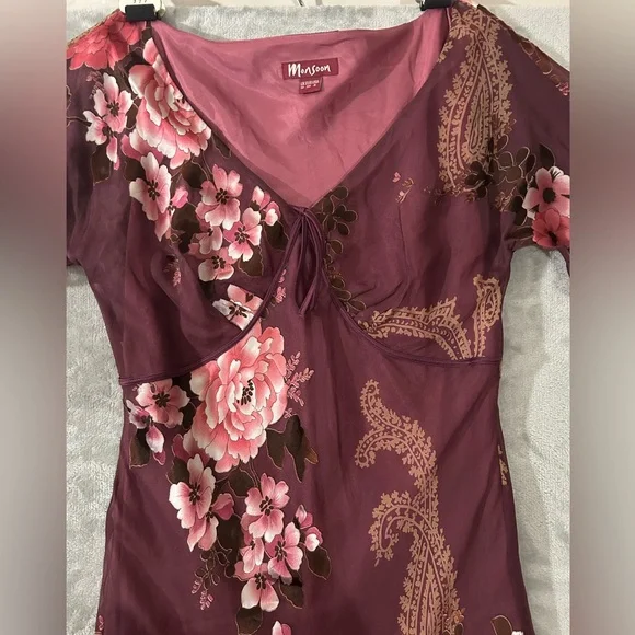 Monsoon y2k baby doll bust line silk floral maxi dress - Picture 16 of 16